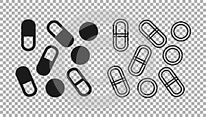 Black Medical pill bottle biohacking icon isolated on transparent background. Pharmacy biohacking. Vector