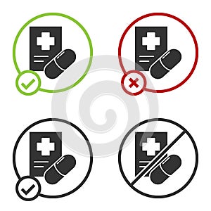 Black Medical prescription icon isolated on white background. Rx form. Recipe medical. Pharmacy or medicine symbol