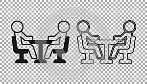 Black Meeting icon isolated on transparent background. Business team meeting, discussion concept, analysis, content