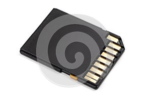 Black memory SD. card, isolated on white