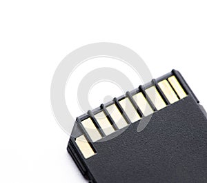 Black memory SD card. Isolated on white background.