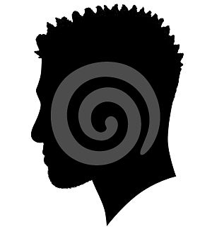 Black Men African American, African profile picture silhouette. Man from the side with afroharren. Dreadlocks hairstyle, afro hair