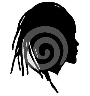 Black Men African American, African profile picture silhouette. Man from the side with afroharren. Long Dreads, Long Dreadlocks ha