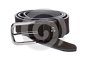 Black men leather belt isolated on white