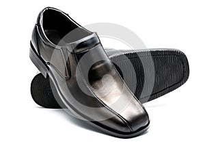 Black men's leather shoe