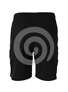Black men`s shorts isolated on white. Sports clothing