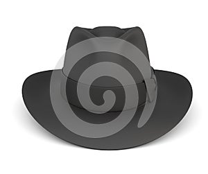 Black mens hat on white background.