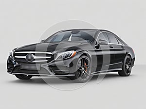 Black Mercedes on white background, luxury car business class