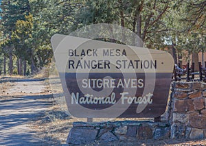 Black Mesa Ranger Station Sign in Sitgreaves National Forest, Arizona USA