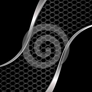 Black metal background. Hexagonal Grid. Vector illustration