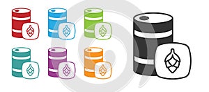 Black Metal beer keg icon isolated on white background. Set icons colorful. Vector