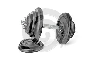 black metal dumbbell isolate on white background