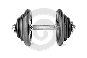 black metal dumbbell isolate on white background