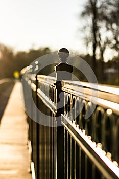 Black Metal Fence along a Walkway