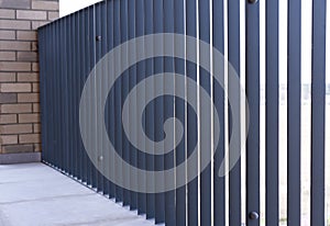 Black metal fence on the balcony in the loft-style