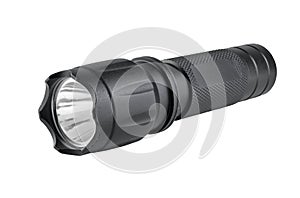 Black Metal Flashlight with clipping path.