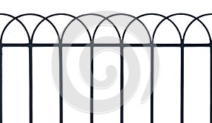 Black metal fence isolated on white back