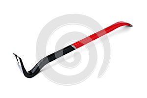 Black metal nail puller isolated on white background.