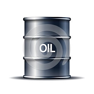 Black metal oil barrel with word OIL isolated on white