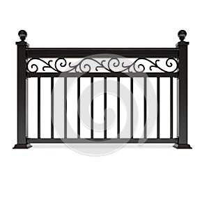 Black metal railing with pattern