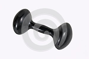 Black metal rubberized dumbbell isolate on a white background