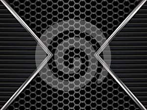 Black metal texture background. Honeycomb pattern. Abstract vector illustration