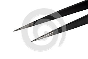 Black metal tweezer with antistatic coating