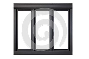 Black metal window frame isolaed on a white background