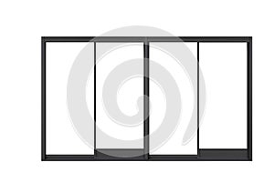 black metal window frame isolaed on a white background