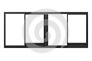 Black metal window frame isolaed on a white background