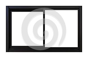 Black metal window frame isolated