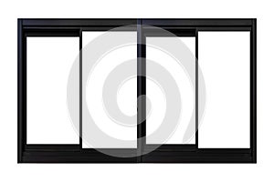 Black metal window frame isolated