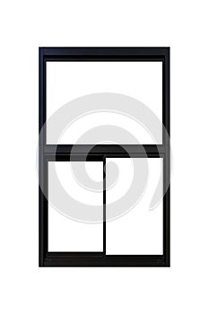 Black metal window frame isolated