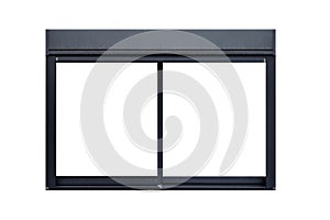 Black metal window frame isolated