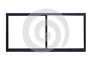 Black metal window frame on white