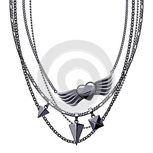 Black metallic tromp e-l' necklace.