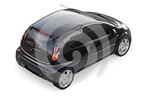 Black metallic ultra compact city car for the cramped streets of historic cities with low fuel consumption. 3d rendering