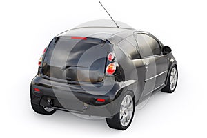Black metallic ultra compact city car for the cramped streets of historic cities with low fuel consumption. 3d rendering
