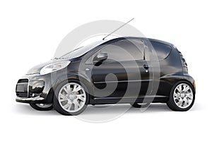 Black metallic ultra compact city car for the cramped streets of historic cities with low fuel consumption. 3d rendering