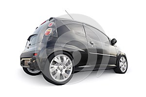 Black metallic ultra compact city car for the cramped streets of historic cities with low fuel consumption. 3d rendering