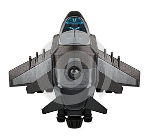 Futuristic spacecraft isolated on white background 3D rendering