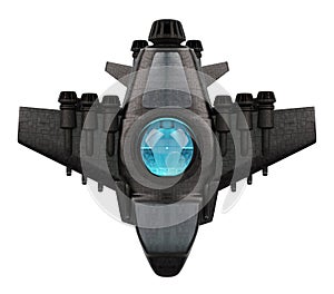 Futuristic spacecraft isolated on white background 3D rendering