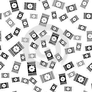 Black Mexican carpet icon isolated seamless pattern on white background. Vector