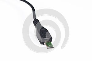 Black micro USB cable isolated on white background