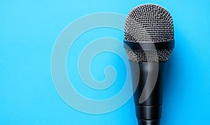 Microphone on Blue Background