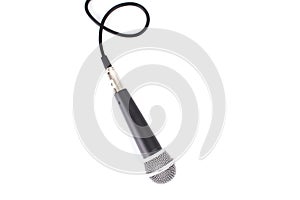 Black Microphone with cable isolated on white background