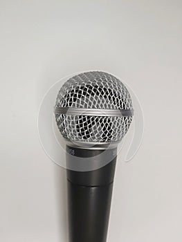 Black microphone close up