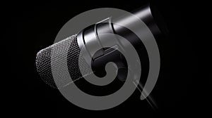 Black Microphone on Dark Background with Dramatic Lighting Effect