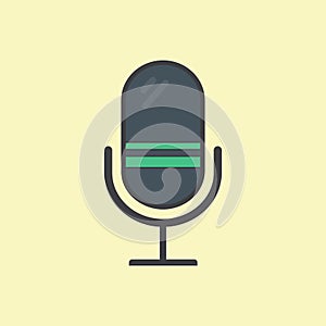 Black microphone icon. podcast vector. Vector Recording Studio Symbol.