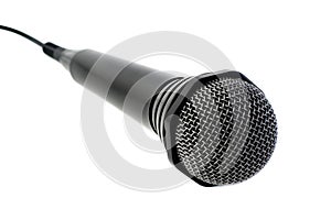 Black microphone. Isolated